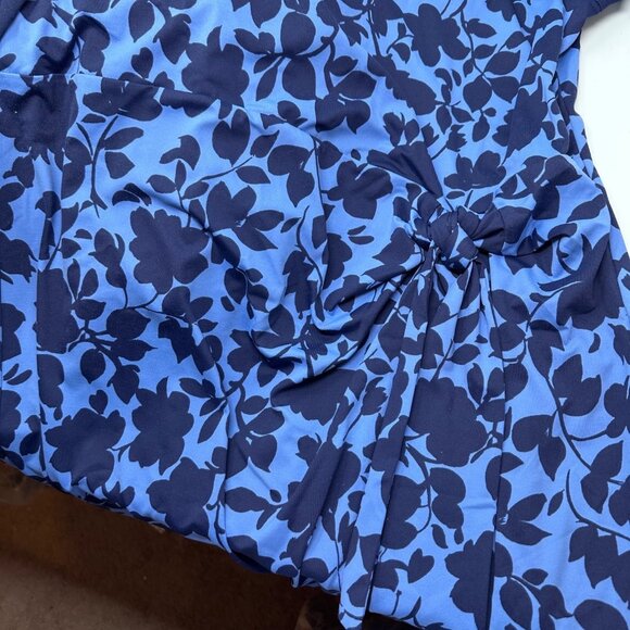 Talbots 1X Floral Midi Dress Long Sleeve Blue Navy Pullover Office Bussiness - Picture 15 of 15